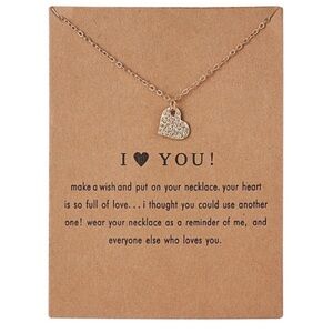 I Love You Dainty Gold Heart Necklace
